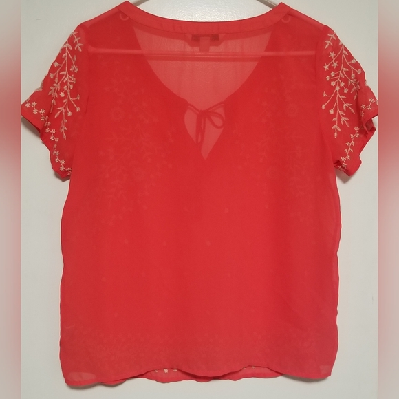American Eagle Red Embroidered Blouse - Size Medium - Picture 2 of 6